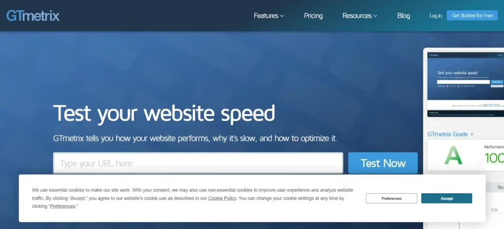 أداة GTmetrix